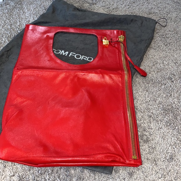 Tom Ford red shoulder bag or large clutch - Picture 2 of 8
